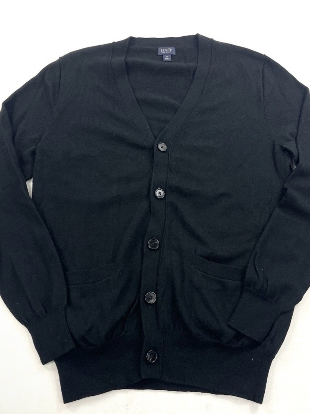 J Crew Black 100%  Merino Wool Cardigan Sweater Size Small Men’s